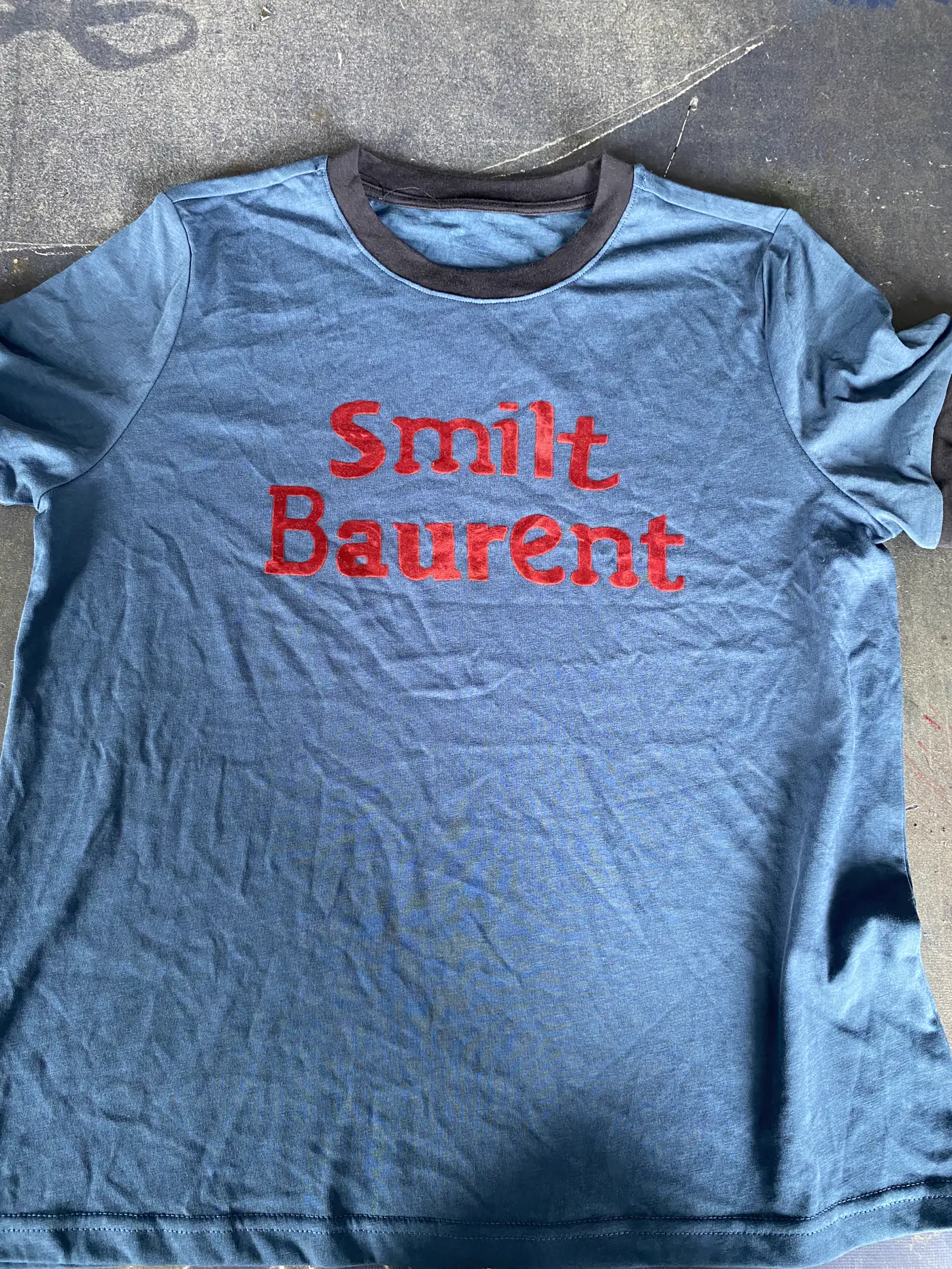 Tactile flock print sample on a T-shirt