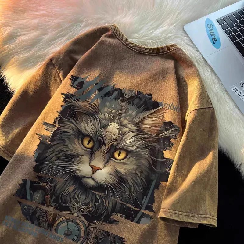 Finished oversized custom T-shirt with printed artwork